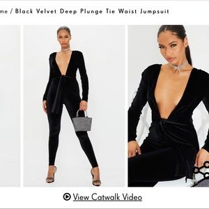 Never worn velvet plunge jumpsuit from PLT size 0
